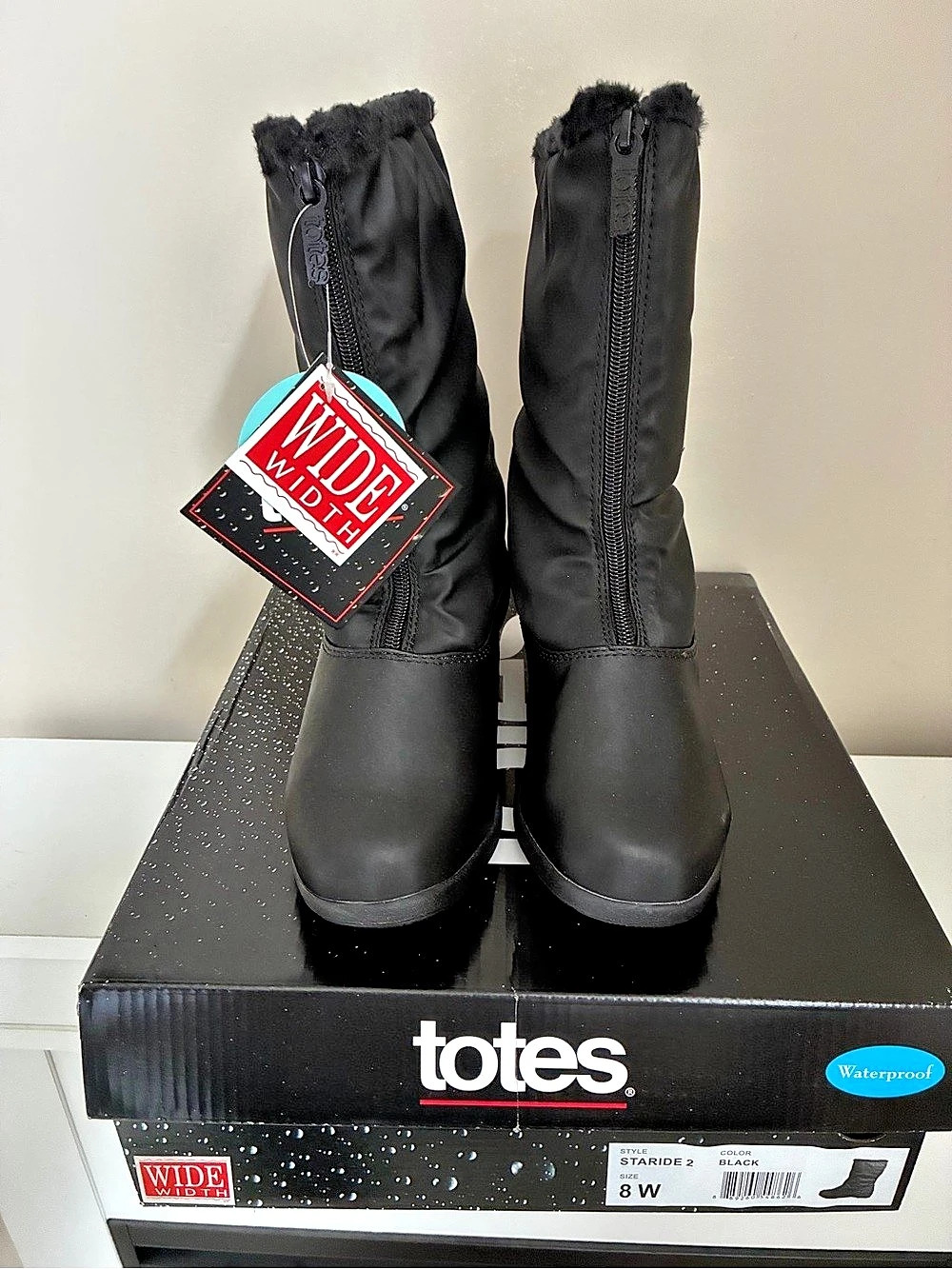 totes Staride 2 Waterproof Winter Boots Black US 8 W NWT